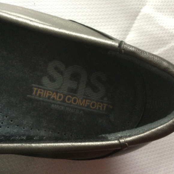 SAS Easier Tripad Comfort Leather Pewter Wedge Heel Loafer Shoes Women 12W - Picture 4 of 9